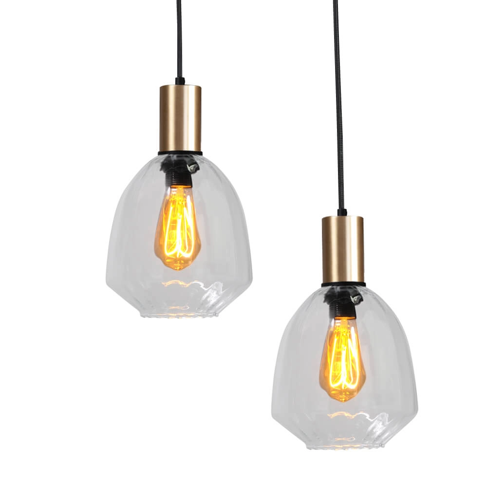 6-light hanging lamp - gold - Porto with Nicolette clear lenses Masterlight 8718121270609