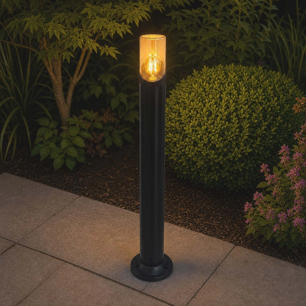 Garden lamp Broadway black with amber glass 90cm Searchlight 5,05342E+12