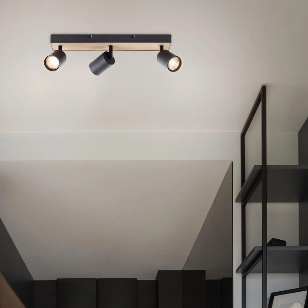 3-light lamp Jello Wood black with wood Brilliant 4004353428395