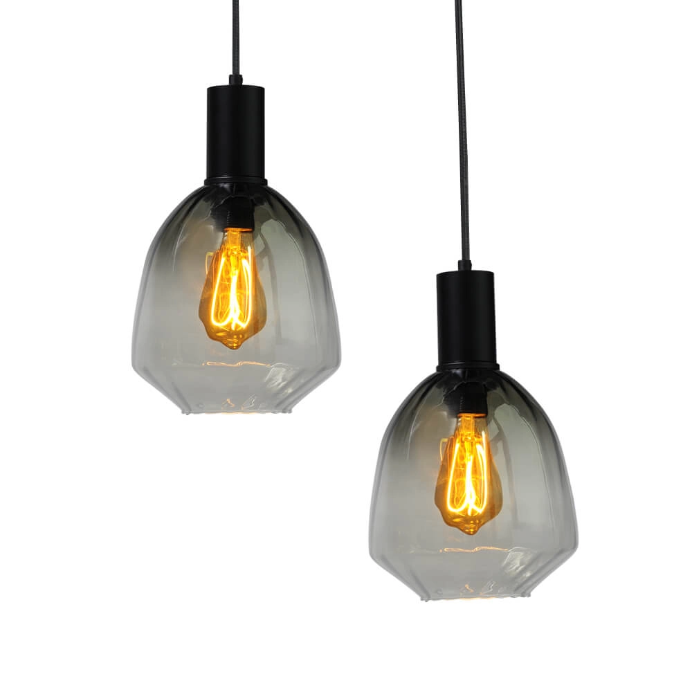 6-light hanging lamp - black - Porto with Nicolette green glasses Masterlight 8718121270654