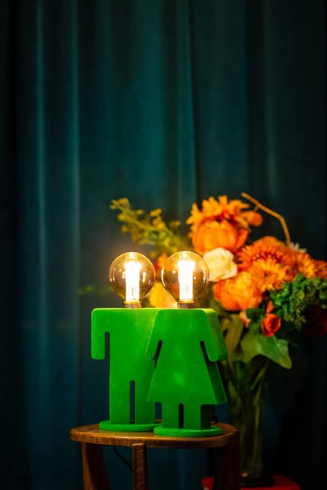 Wooden table lamp Eve Velvet green ETH 8720195301530
