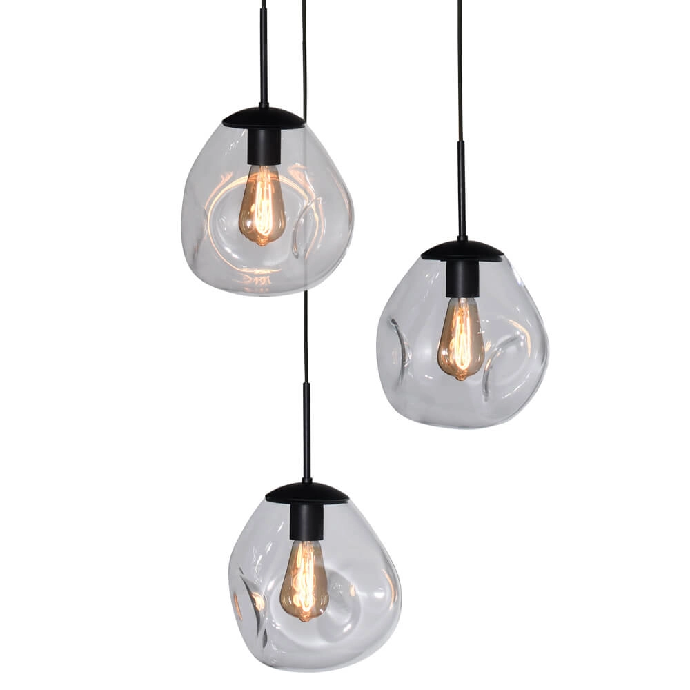 Pendant hanging lamp Lava 3x clear glass Ø 24cm Masterlight 8718121286402