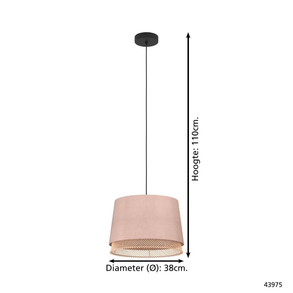 Pendant lamp Tabley Ø 38cm - linen with rattan Eglo 9002759439750