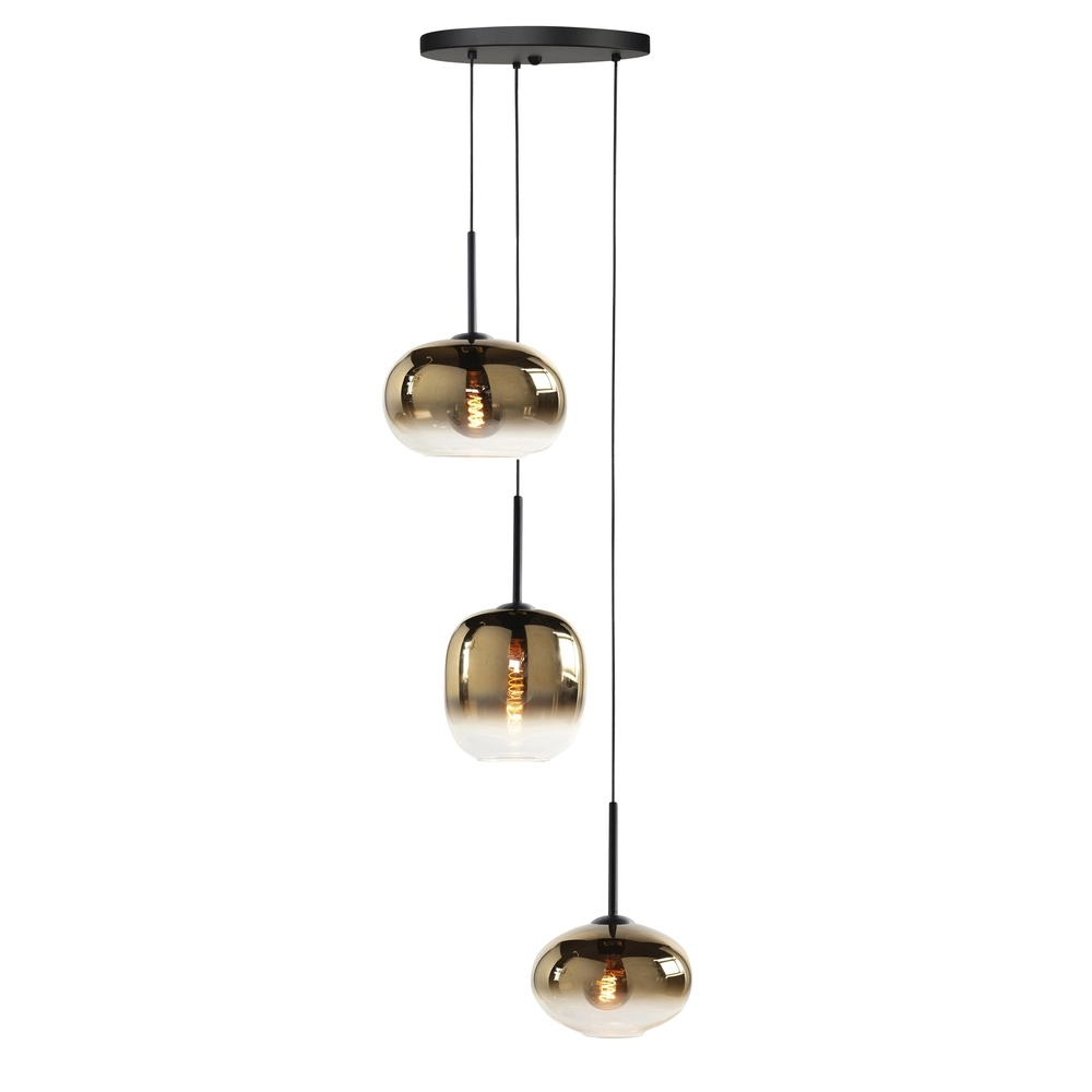 Pendant lamp Bellini 3-light black with gold glass