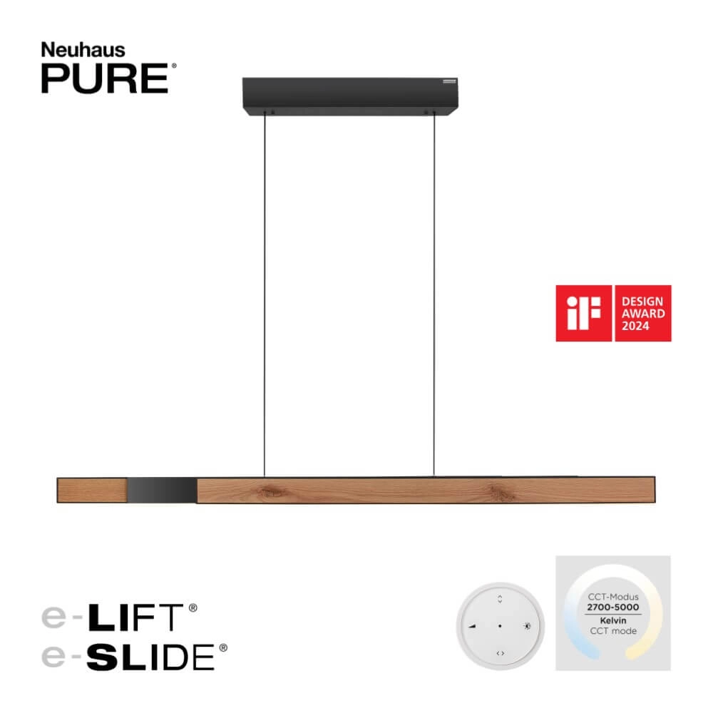 Design hanging lamp Pure Moto-Rise wood Paul Neuhaus 4012248374443