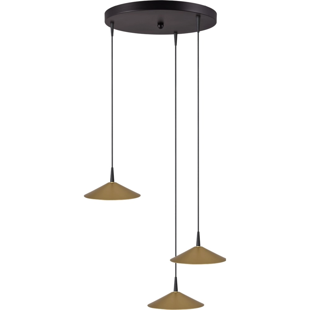3-light pendant lamp Ceppo black with gold Ø 18cm round