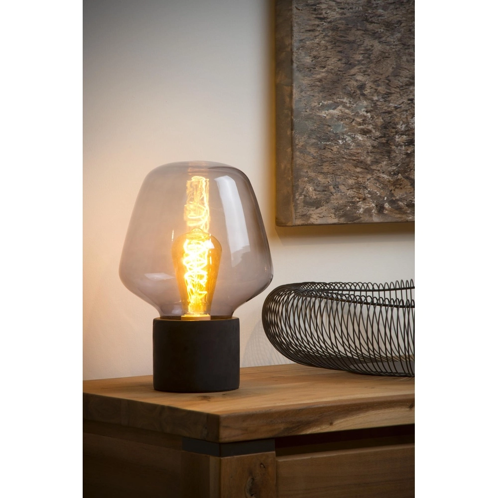 Table lamp Becky black with smoke glass Lucide 5411212450753