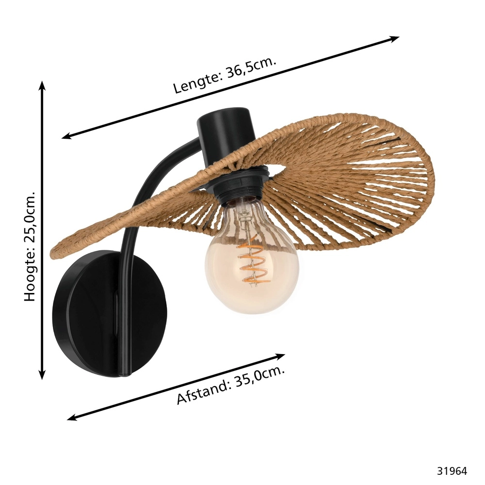 Rattan wall lamp Siruela Eglo 9002759319649