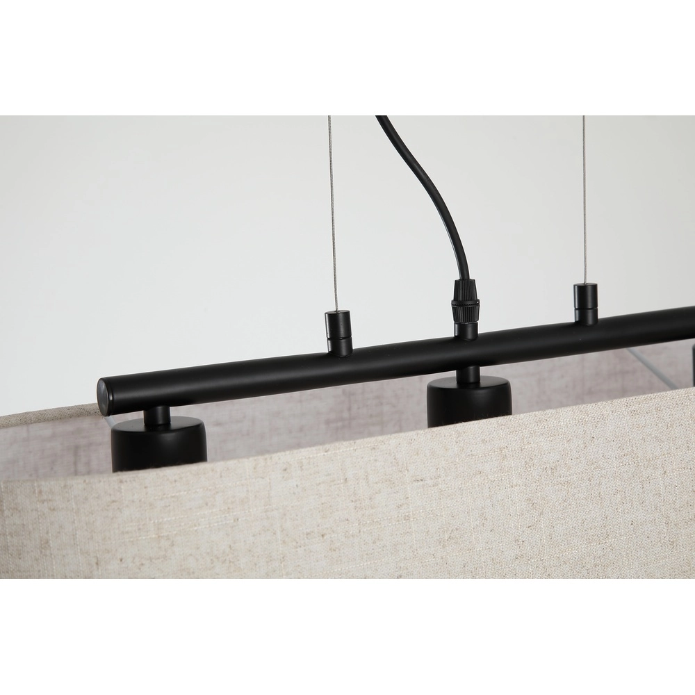 Pendant lamp Hessian black with linen shade Searchlight 5053423297316