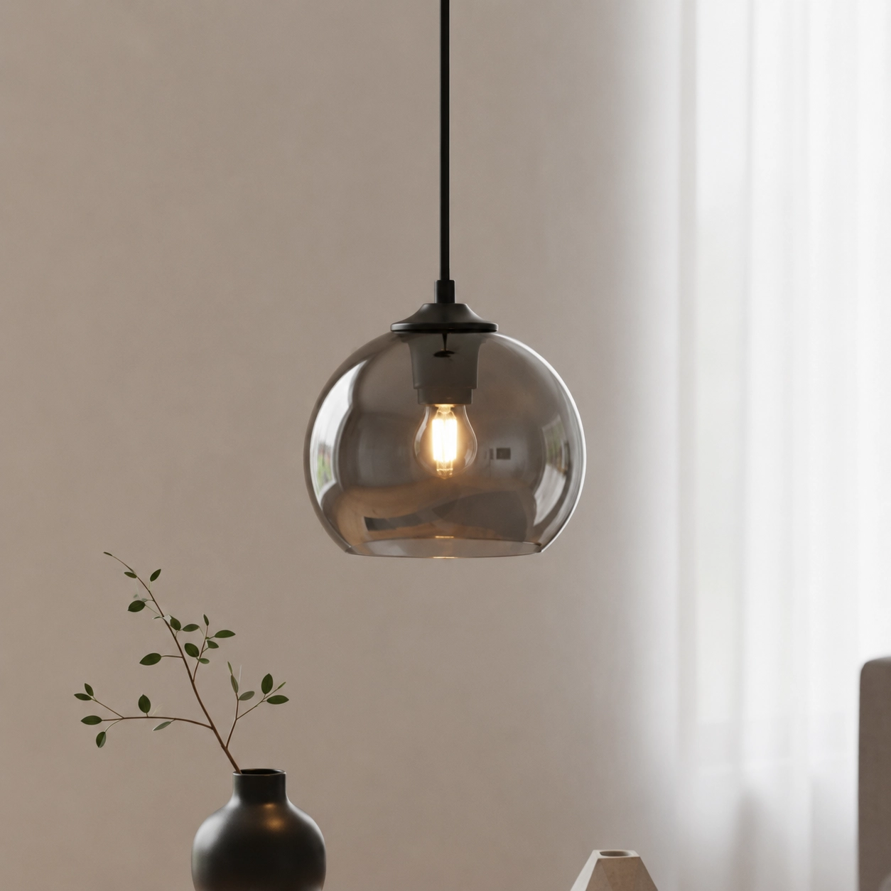 Ceiling light Marino gray glass Ø 20cm