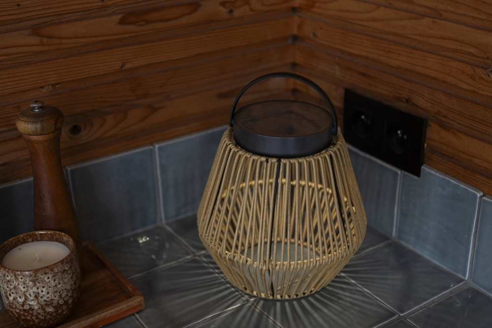 Solar table lamp Coppa rattan effect Lutec 6939412089560