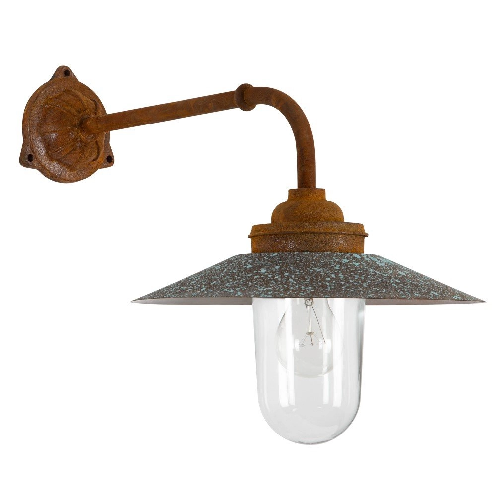 Cast iron wall lamp Provence rust brown with copper
