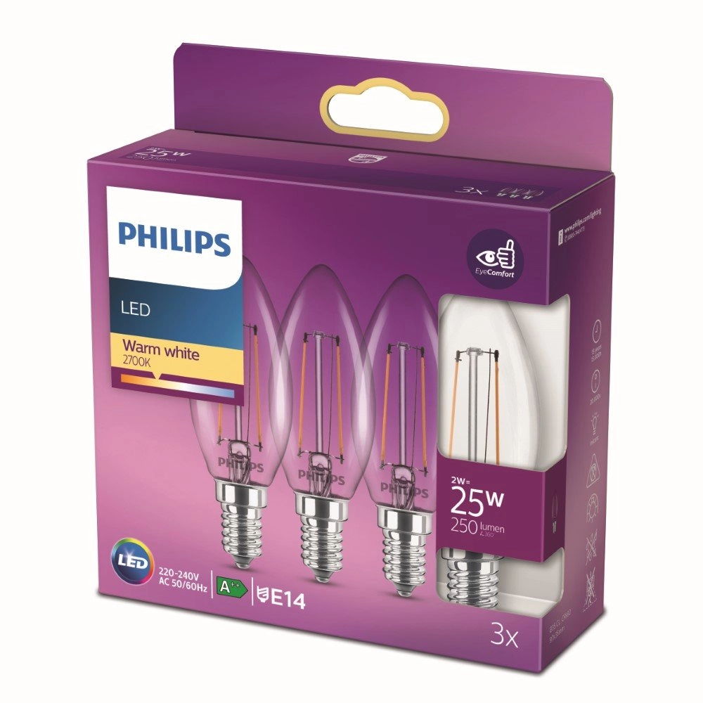2W - E14 - 2700K - 250 lumen set with 3pcs