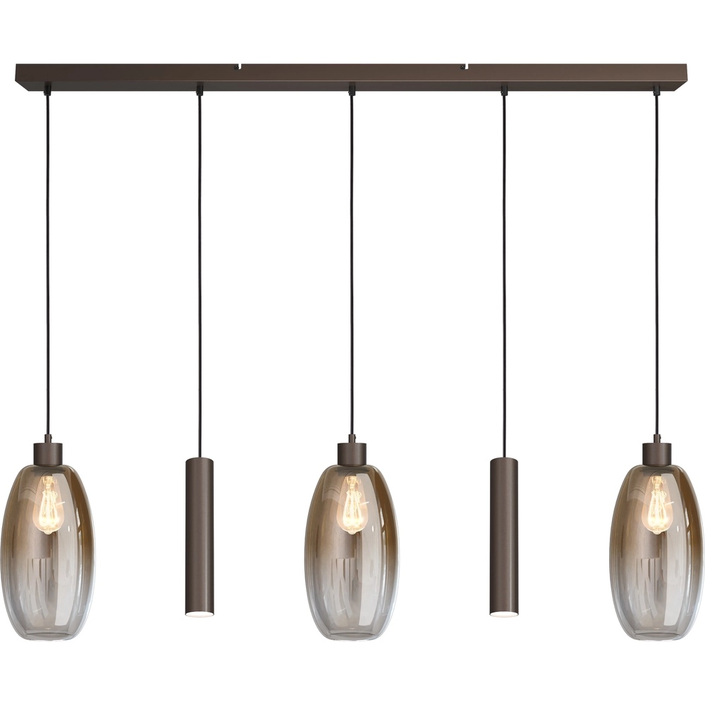 Glass pendant lamp Olive 3x Ø 18.5cm - 2x Run pendant - cocoa