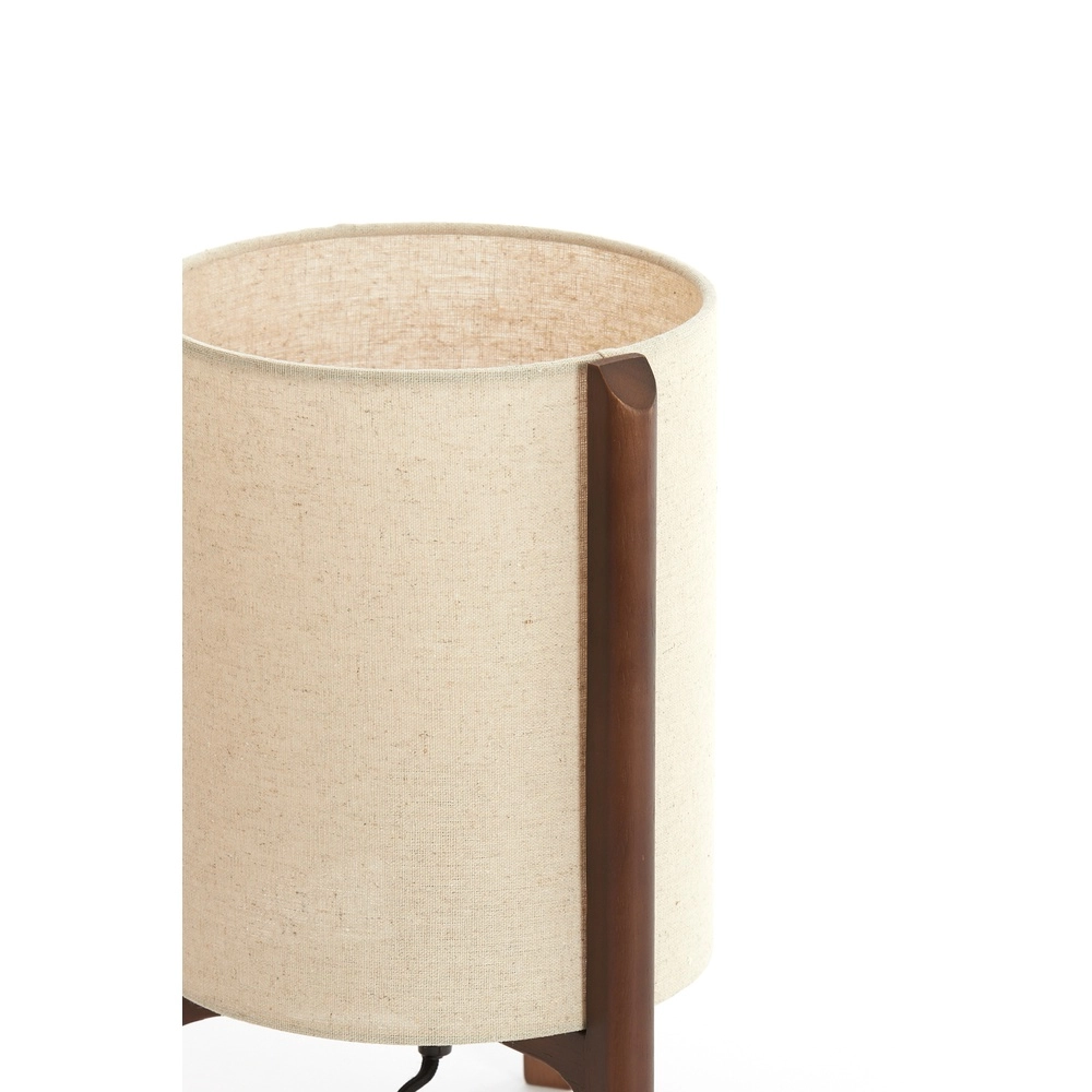 Table lamp Litto Ø 22cm - walnut with natural linen Light & Living 8717807792671