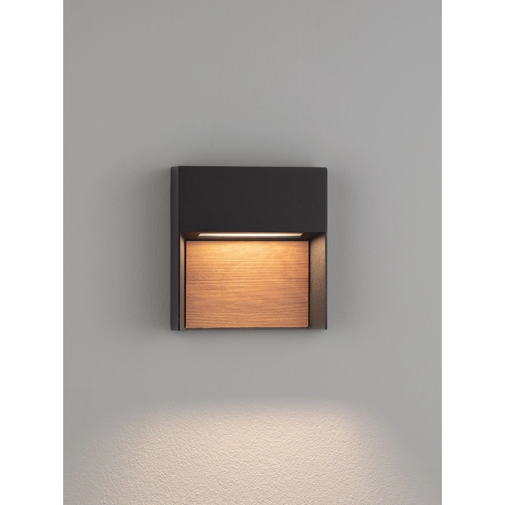 Design wall lamp Noray black with wood - 2700K Lyora 5212063504295