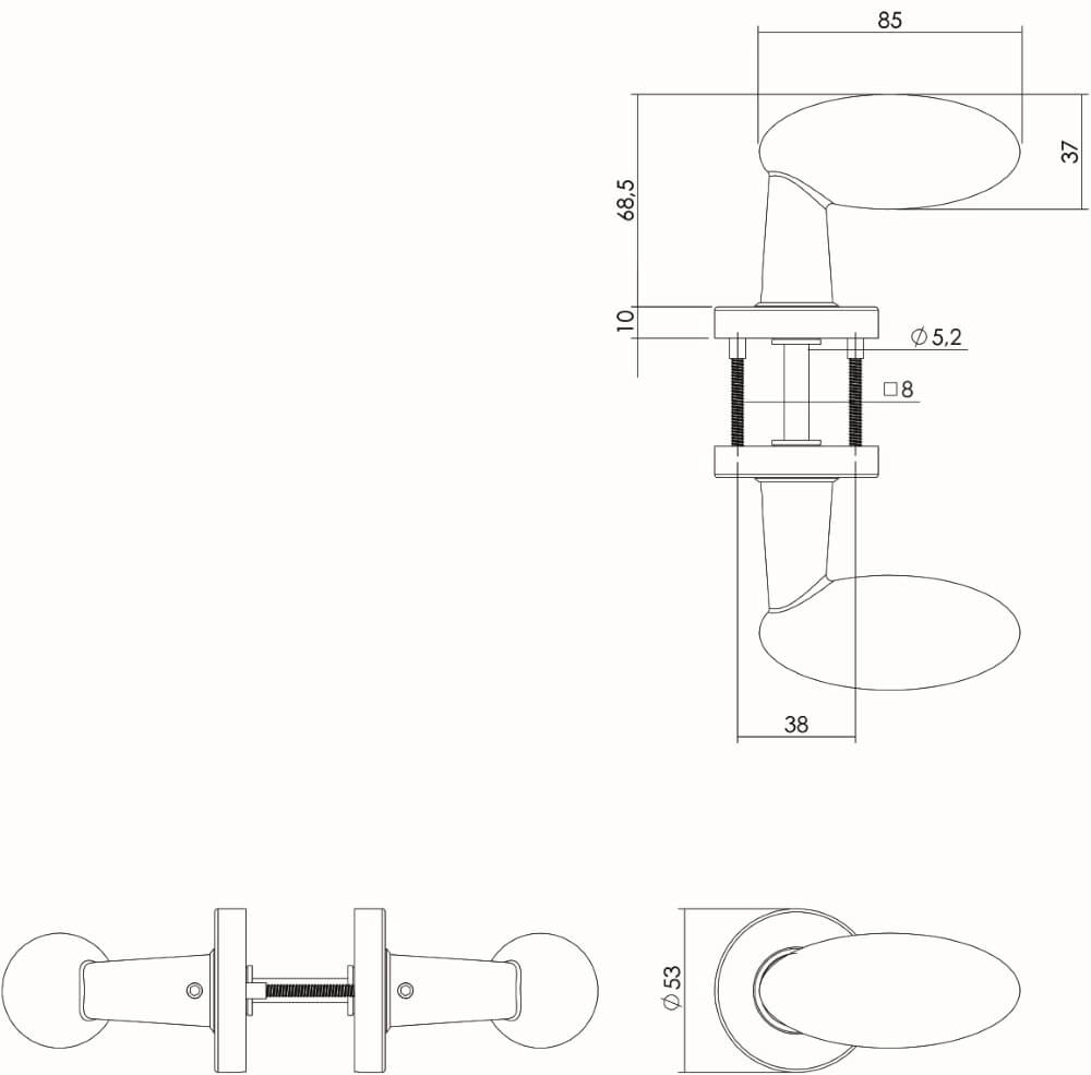 Door handle Golfclub Sprung stainless steel Intersteel 8714186080610