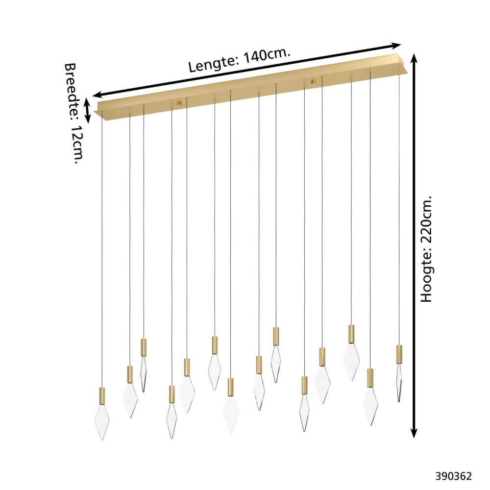 Elongated hanging lamp Mirador gold Stars of Light 9008606270736