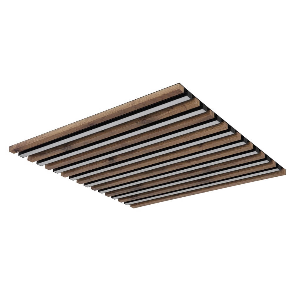 Ceiling lamp Hayden black with wood square 60cm Globo 9007371513642