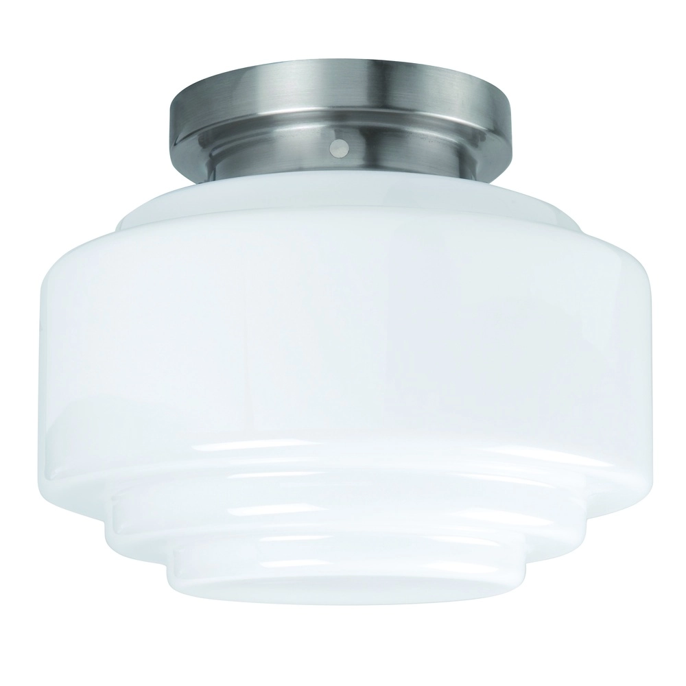 Nickel ceiling lamp Cambridge with white glass Ø 30cm