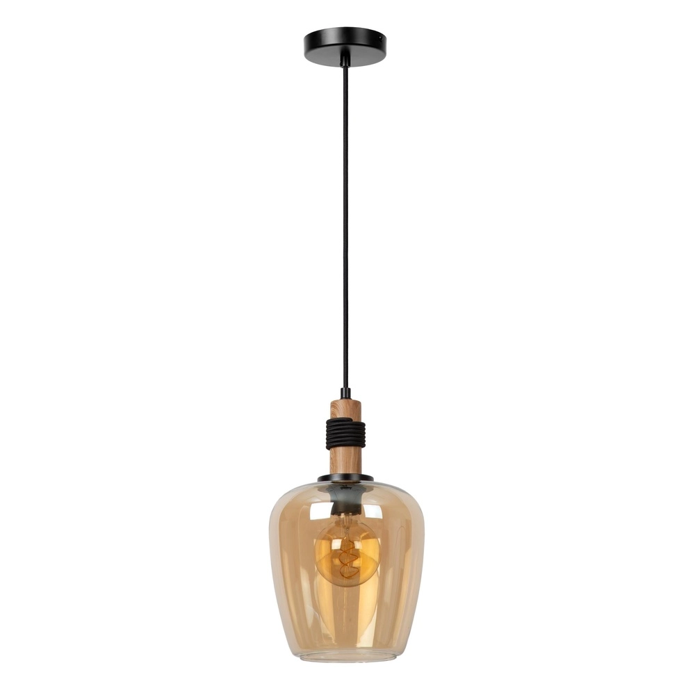 Pendant lamp Ilona Ø 22cm black with amber glass