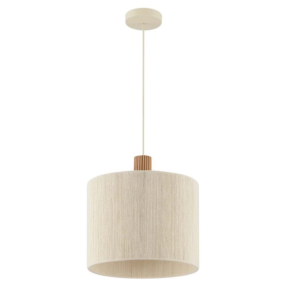 Beige pendant lamp Arlo with wood japandi Ø 35cm