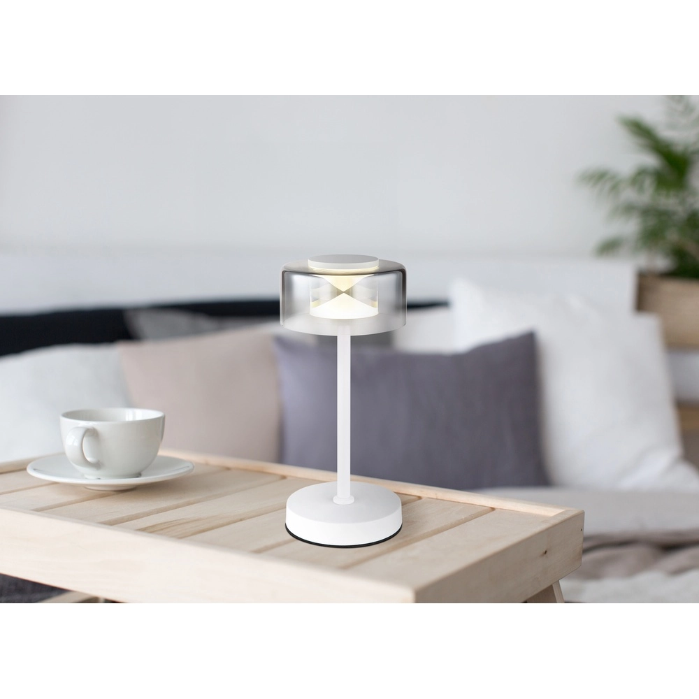 Design table lamp Belinda white with smoke glass Globo 9007371575367