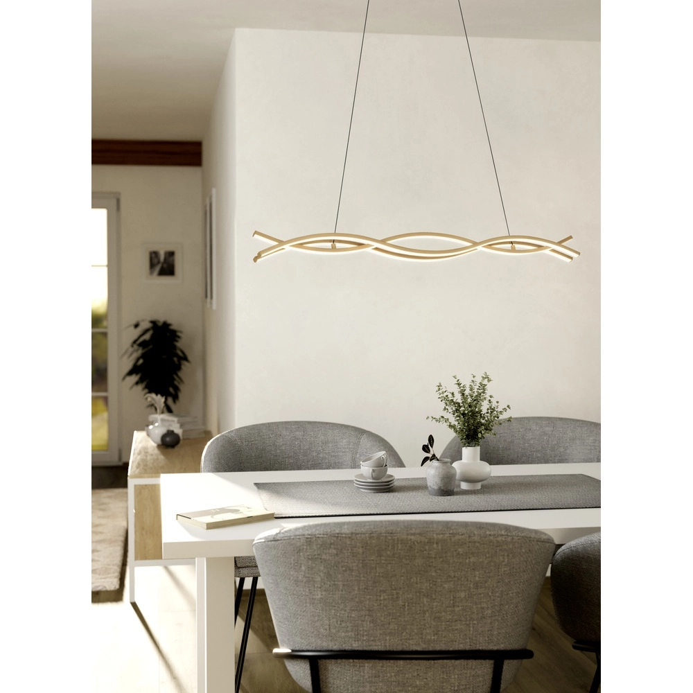 Wood look led pendant light Lasana 4 90cm Eglo 9008606310326