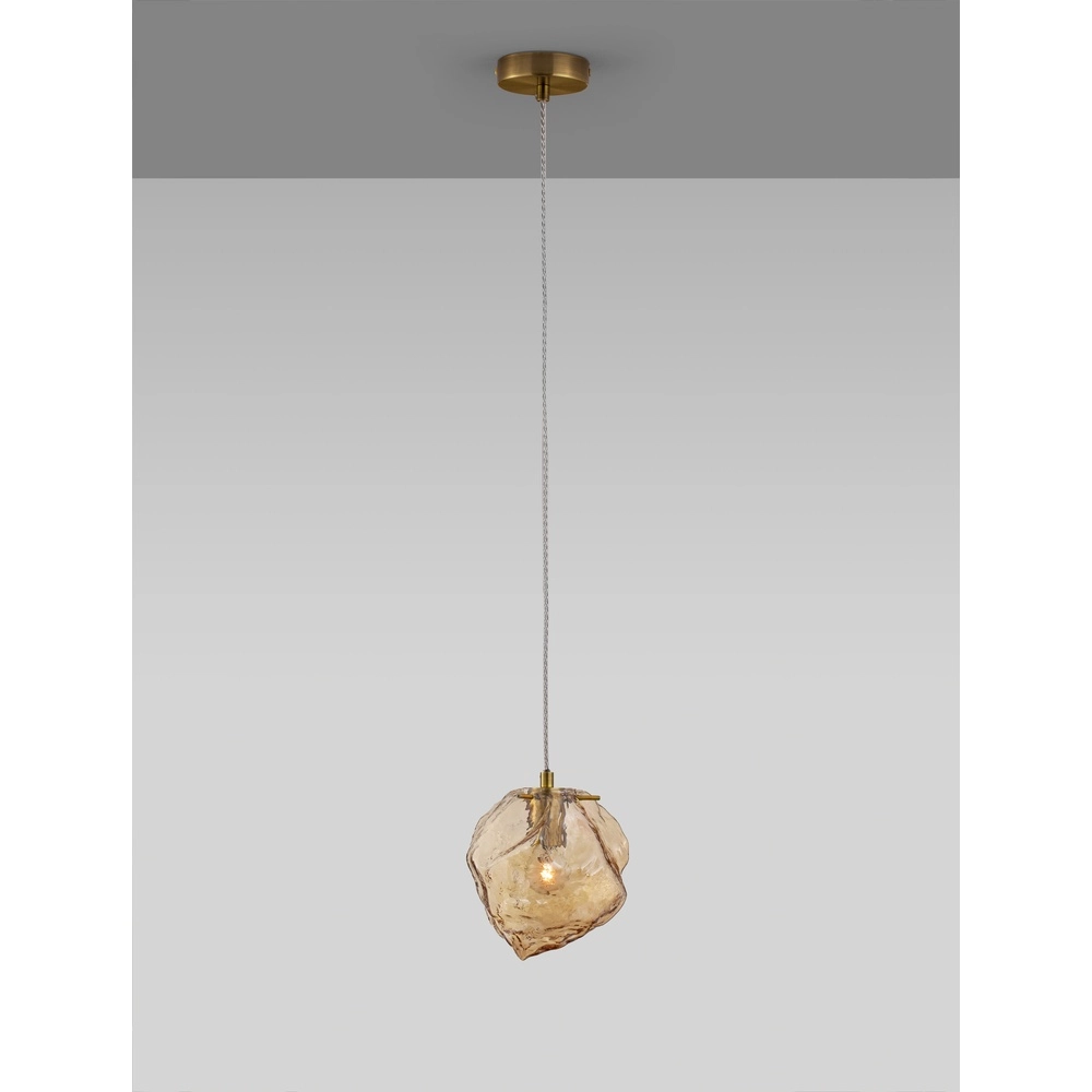 Pendant lamp Odelle Gold with amber glass Lyora 5212017434388
