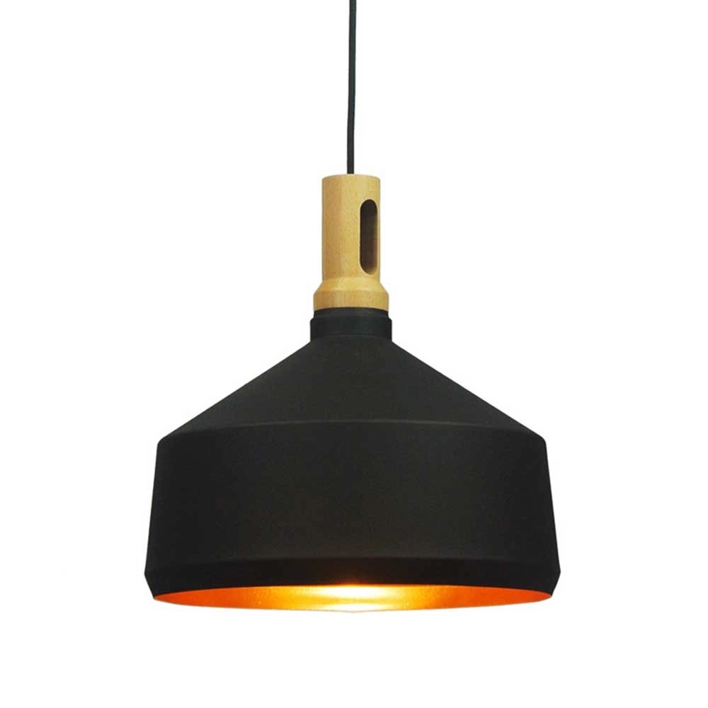 Black with wooden hanging lamp Cornet