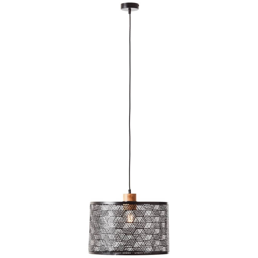 Hanging lamp Santy 39cm black with wood