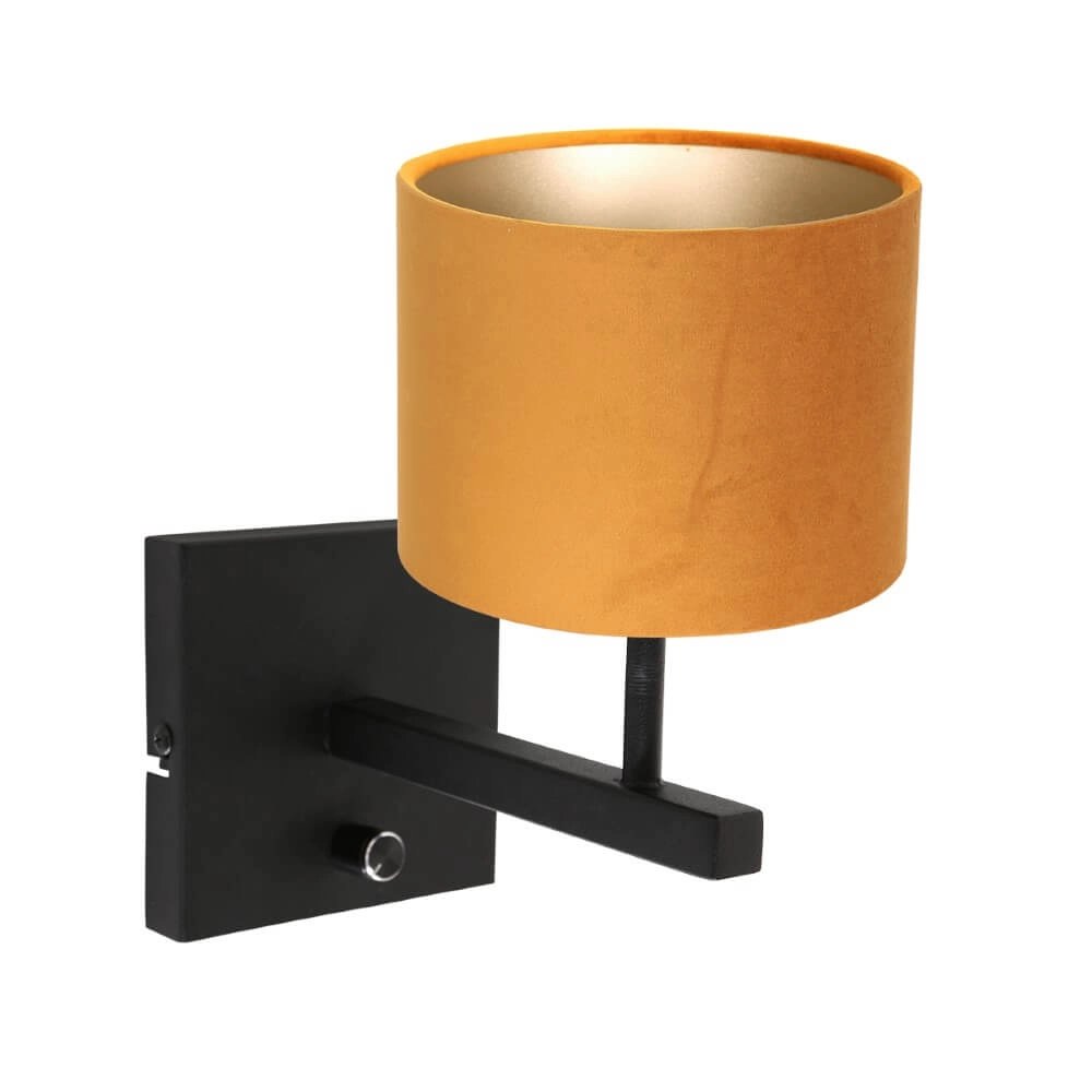 Black wall lamp Stanger with gold velvet Steinhauer 8712746146462