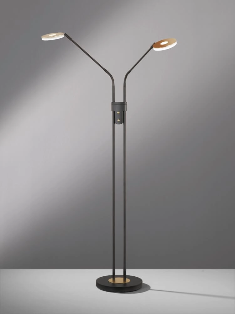 2-light reading lamp Dent black with gold Fischer & Honsel 4003694404983