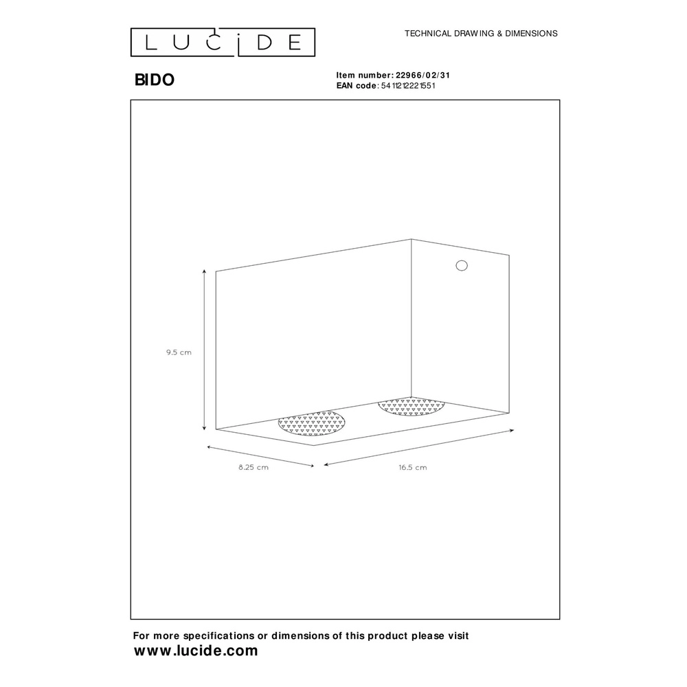 Surface-mounted spot Bido white Lucide 5411212221551