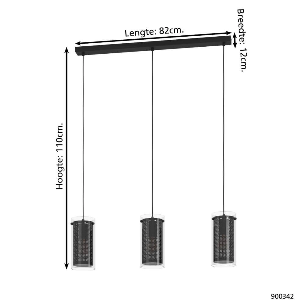 Dining table lamp Pinto Textil 1 black with glass Eglo 9008606235698