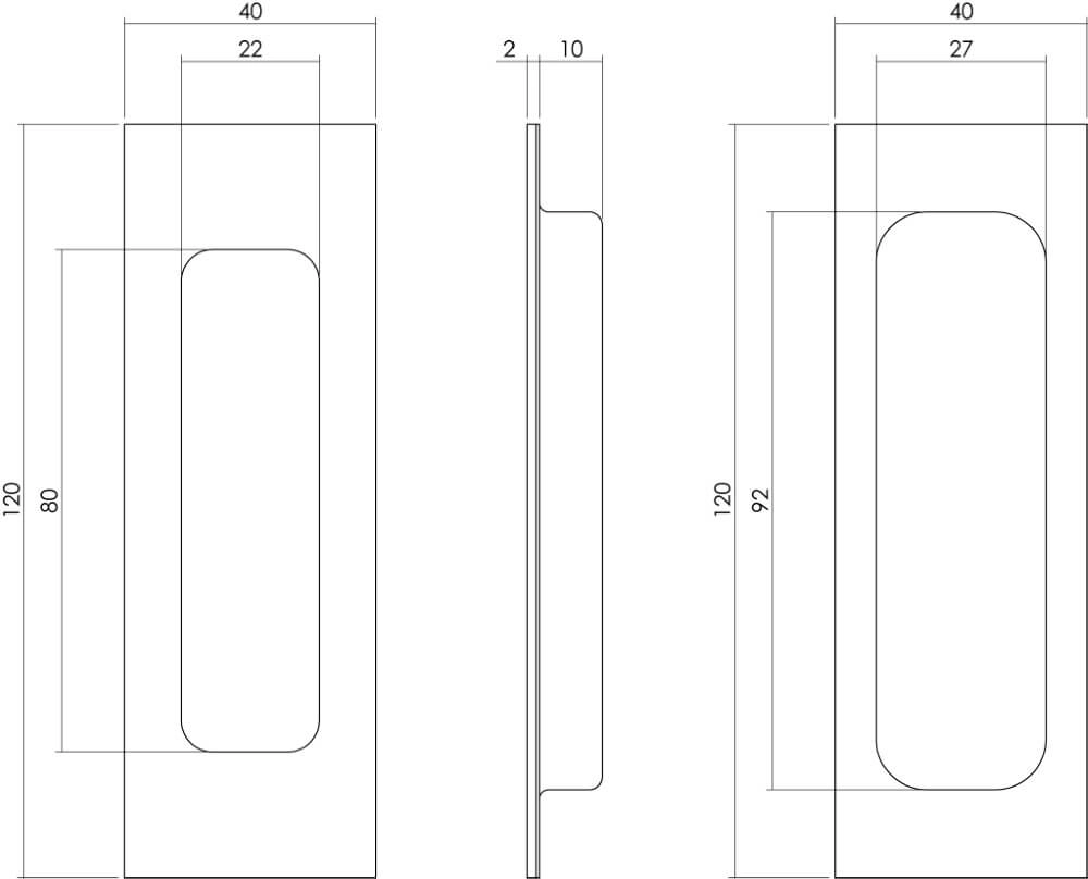 Sliding door handle Alvro Rectangle Black Intersteel 8714186443262