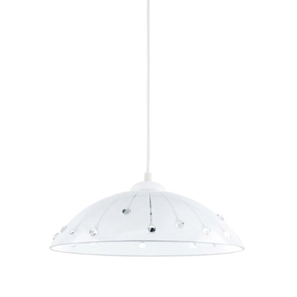 Pendant lamp Vetro white with crystals