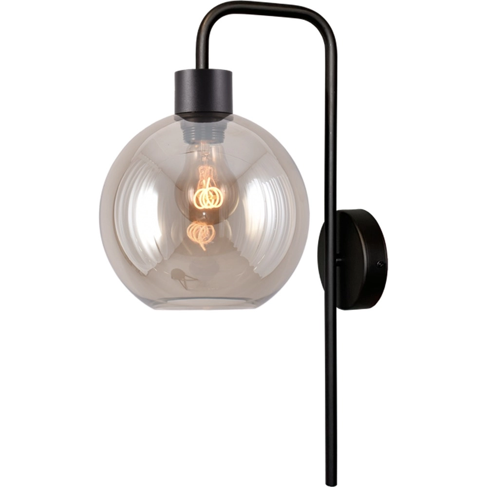 Wall lamp Lazise black with amber glass
