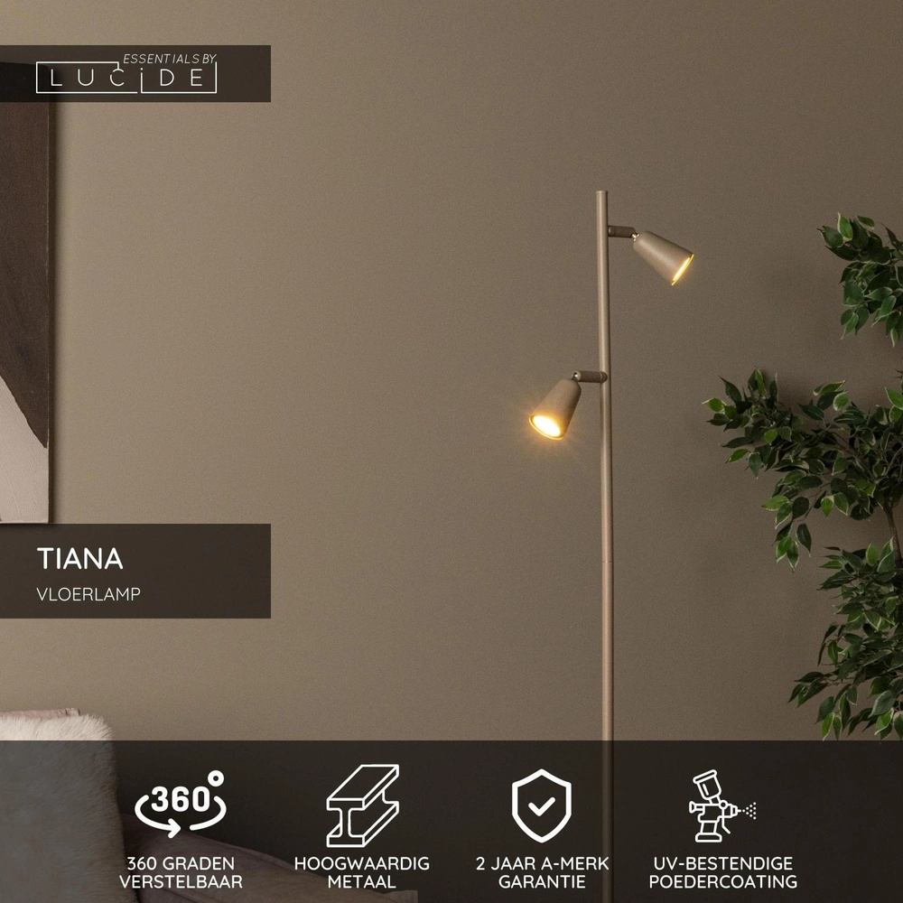 Design reading lamp Tiana taupe Lucide 5411212650474