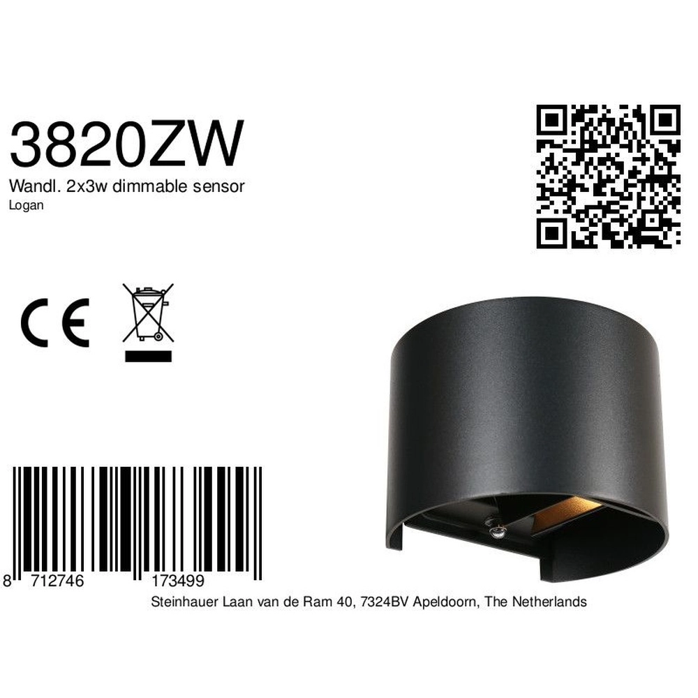 Sleek surface-mounted spot Logan black Steinhauer 8712746173499