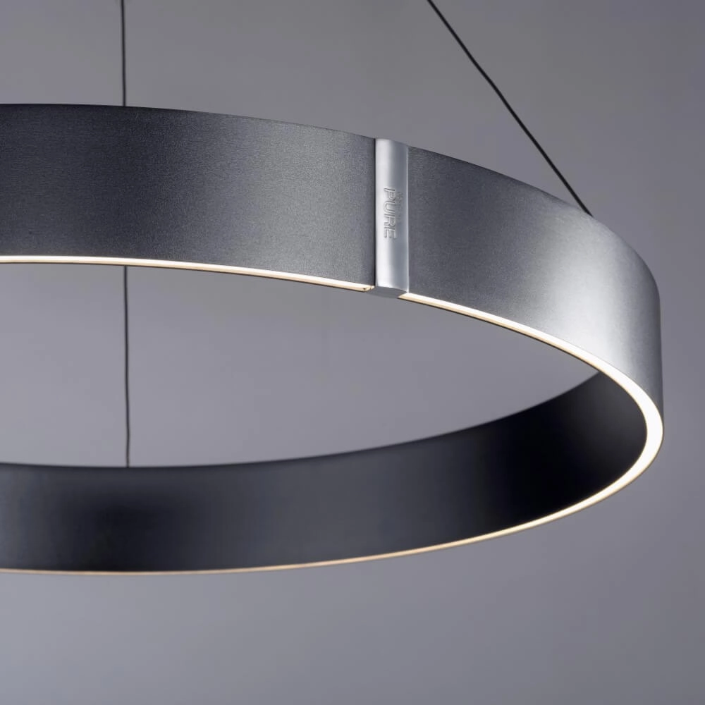 Round hanging lamp Pure E-Clipse gray Ø 70cm Paul Neuhaus 4012248372340