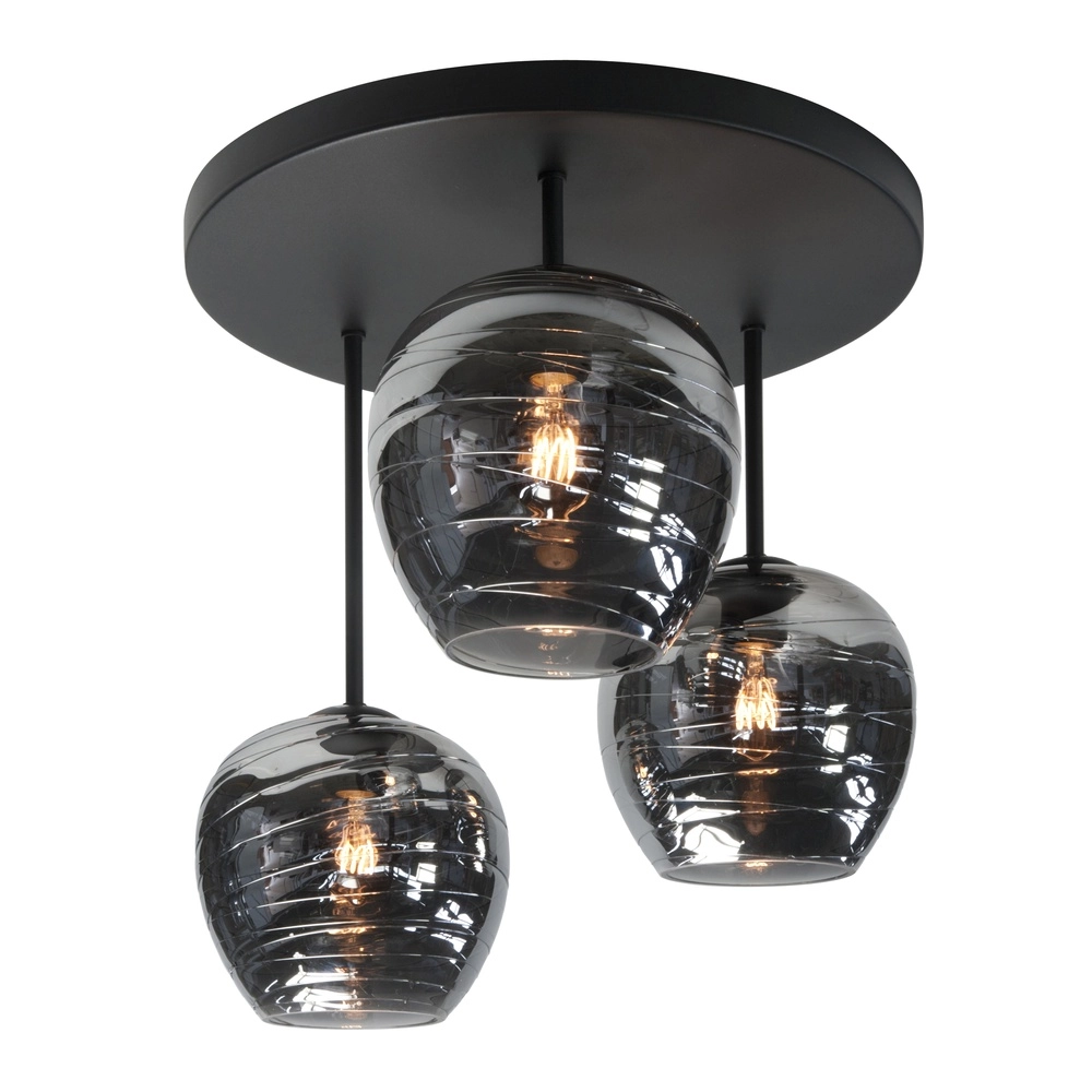 Ceiling lamp Fantasy 3-light black with glass