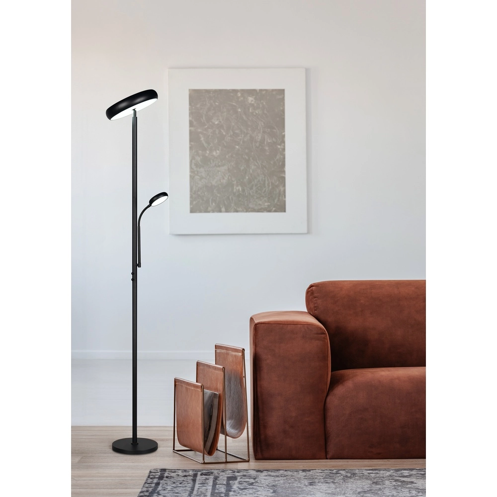 Floor lamp Palermo black with reading lamp Trio 4017807641363
