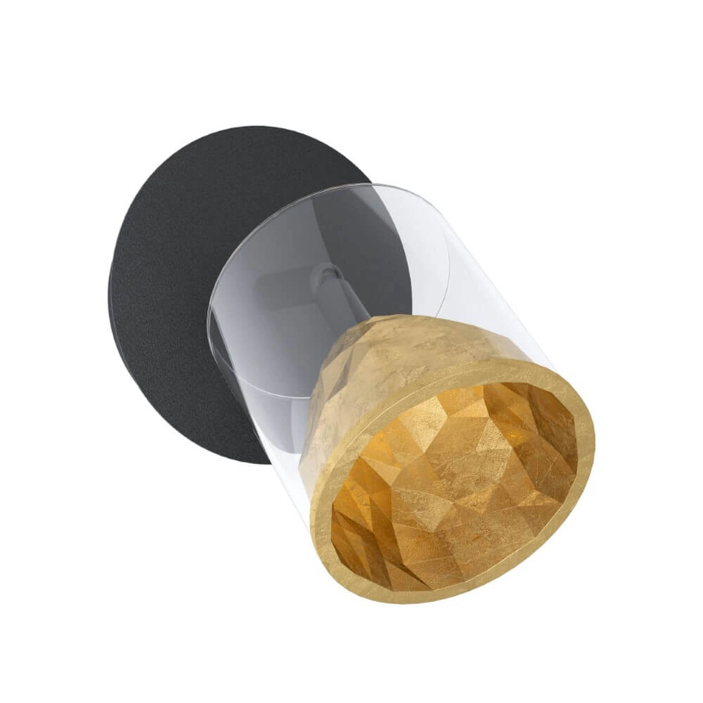 Black wall lamp Melito with gold