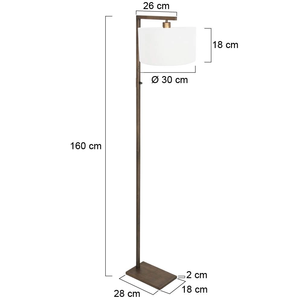 Floor lamp bronze Stang with white hood Steinhauer 8712746189704