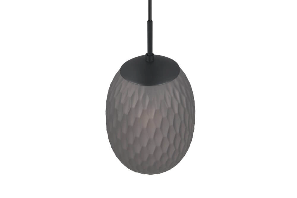 Glass pendant lamp Facette with ribbed smoke glass Trio 4017807616828