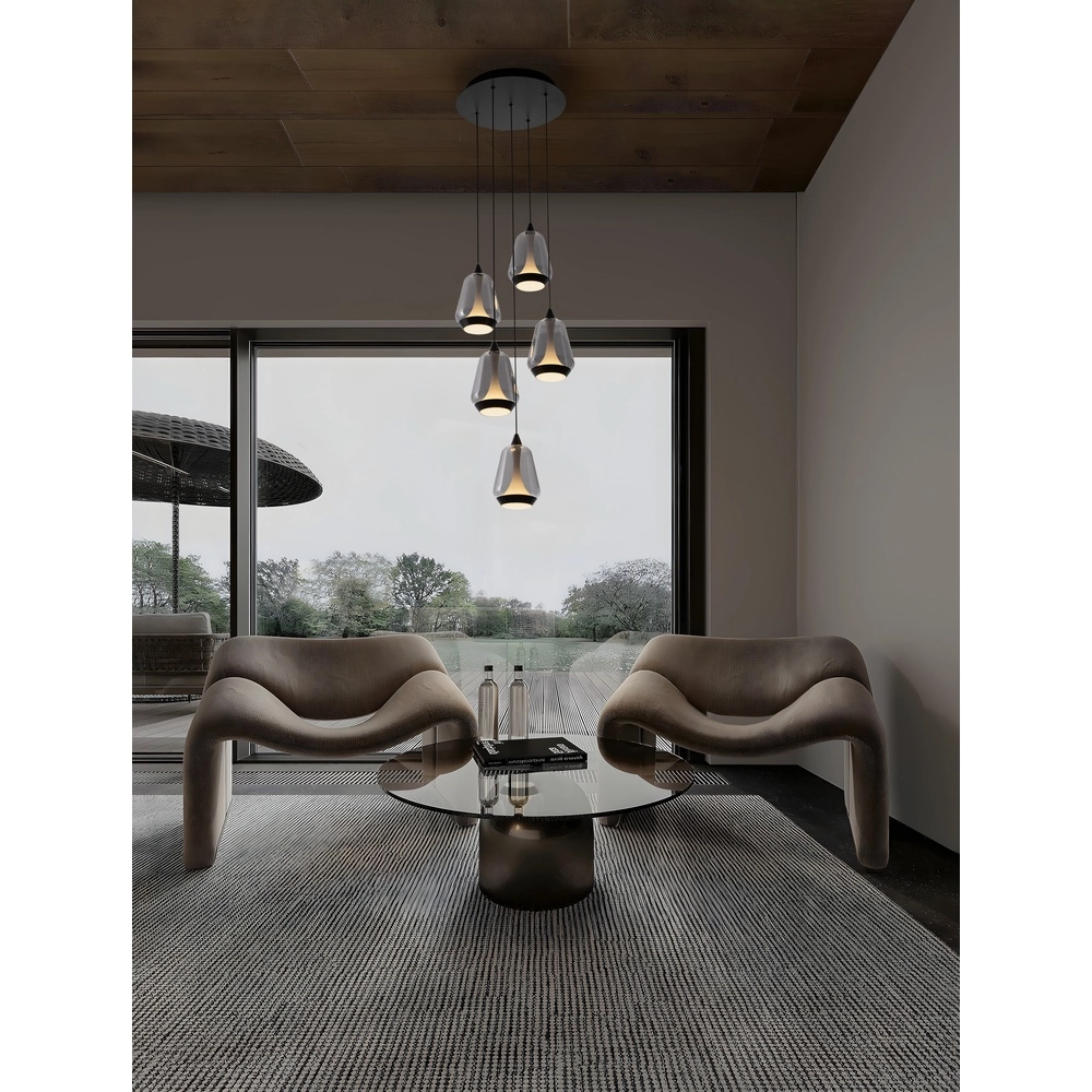 Design pendant lamp Alish 5-light smoke glass Lyora 5212017477729