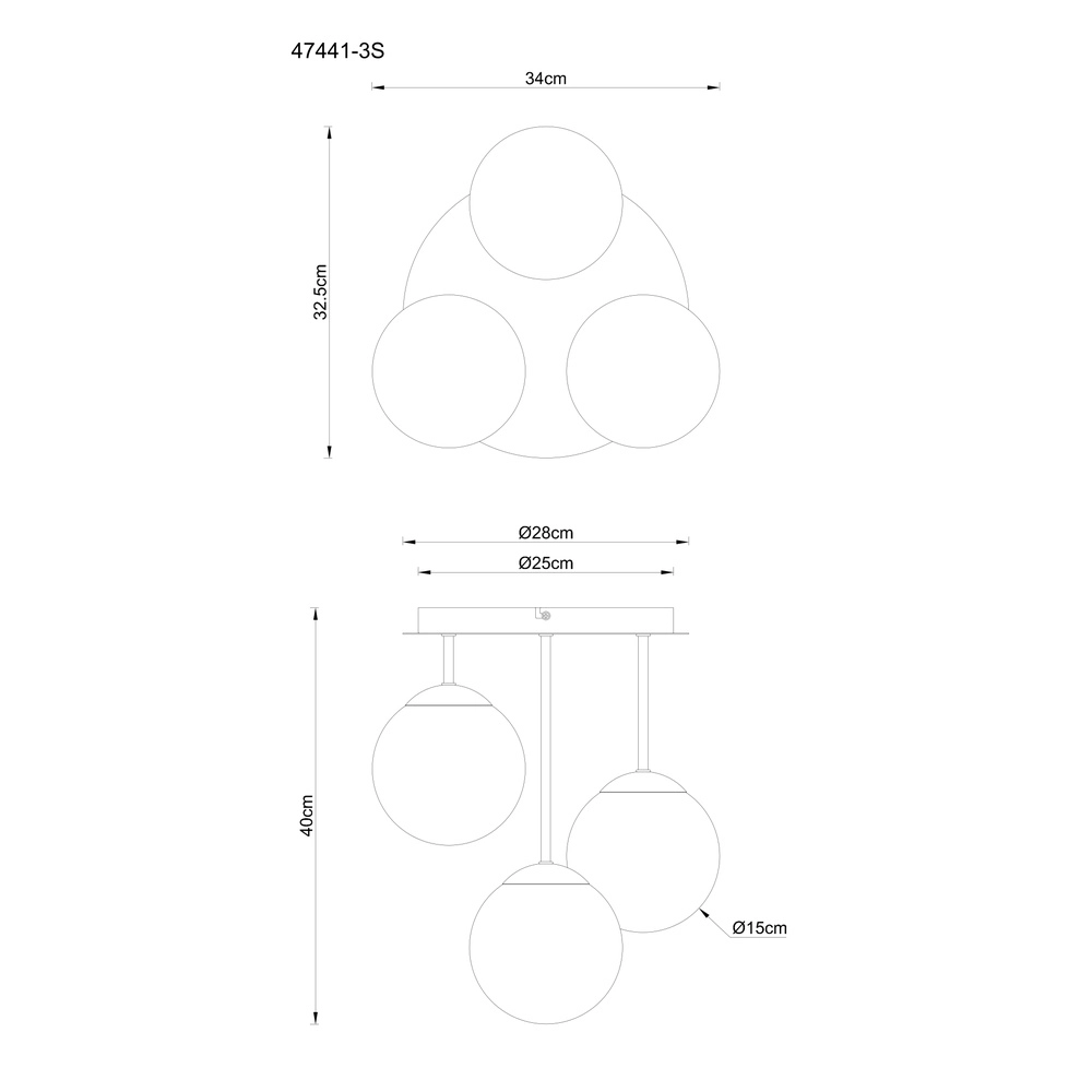 3-light ceiling lamp Harmon Black Globo 9007371583928