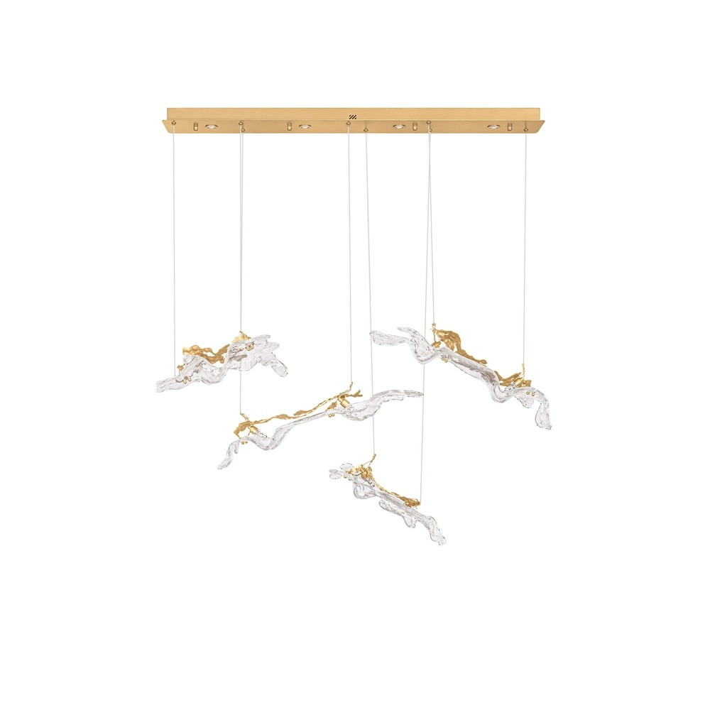 Golden pendant lamp Avesa with clear glass 128cm Lyora 5212063500426