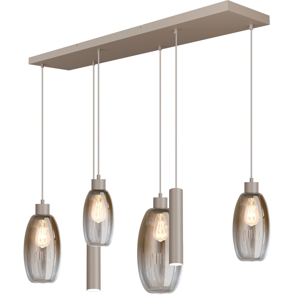 Glass pendant lamp Olive 4x glass - 2x Run - sand